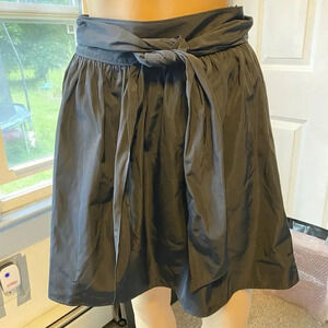 New Express Women's 4 Black Flare Mini Skirt Zip Closure Tie Belt Tenniscore